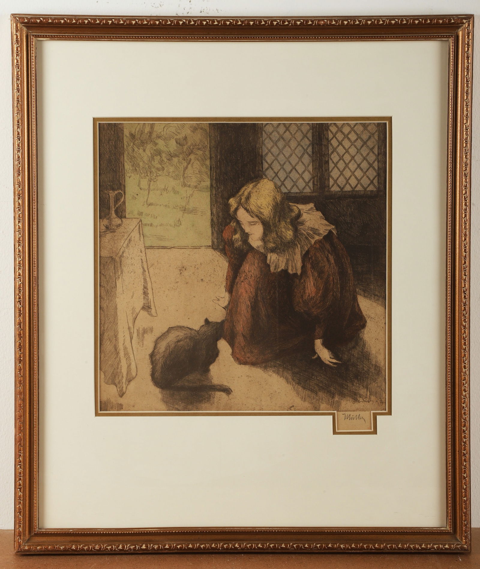 Alfredo Muller Etching "Interior" (1 of 4)