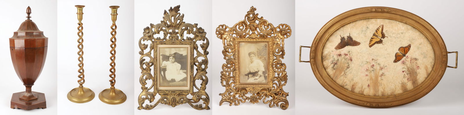 Mahogany knife box, gilt metal frame and tray (1 of 6)