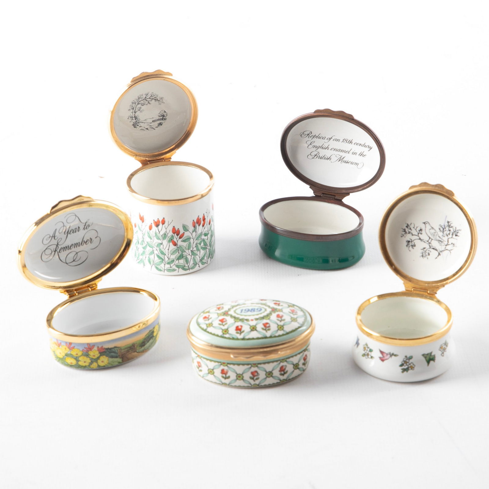 (5) Halcyon Days enamel trinket boxes (1 of 3)