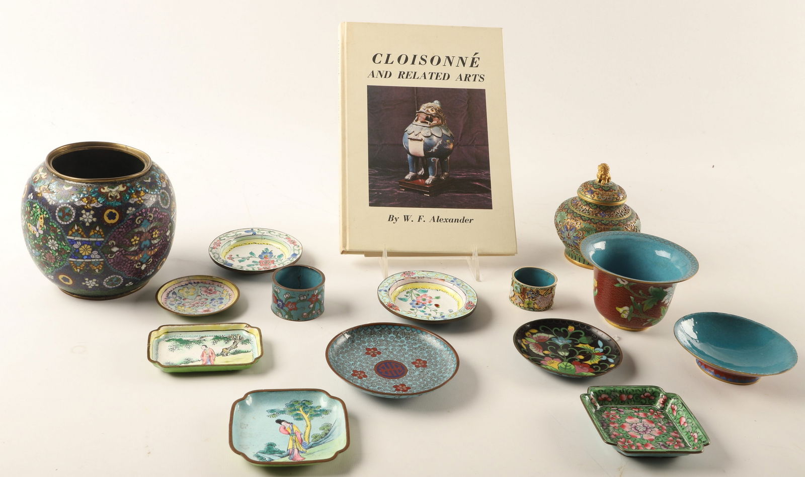 (13) Pieces of Asian cloisonne & enamel & book (1 of 6)