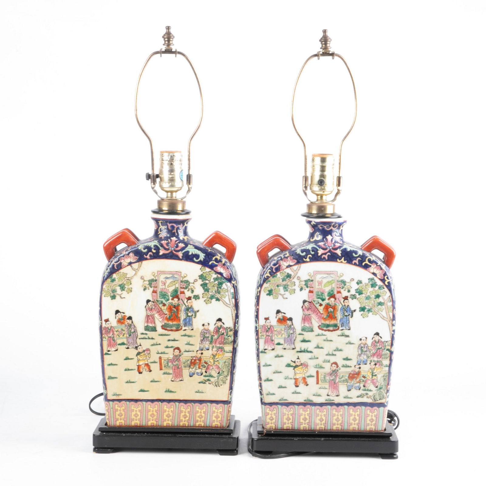 Pair of Asian porcelain bottle lamps (1 of 3)