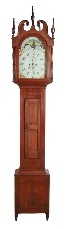 Walnut Sheraton tall case clock (1 of 13)