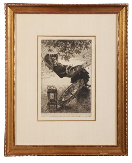 James J J Tissot etching "Le Hamac" (1 of 5)
