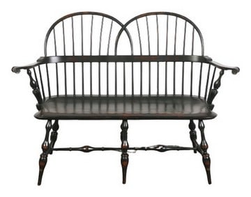 D.R. Dimes braceback Windsor style settee (1 of 9)