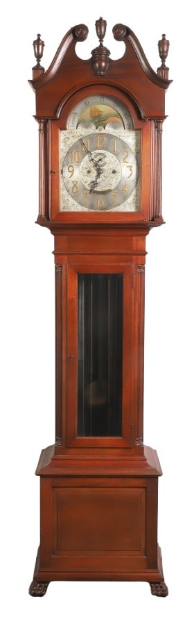 Mahogany 8-day hall clock, c 1900 (1 of 18)