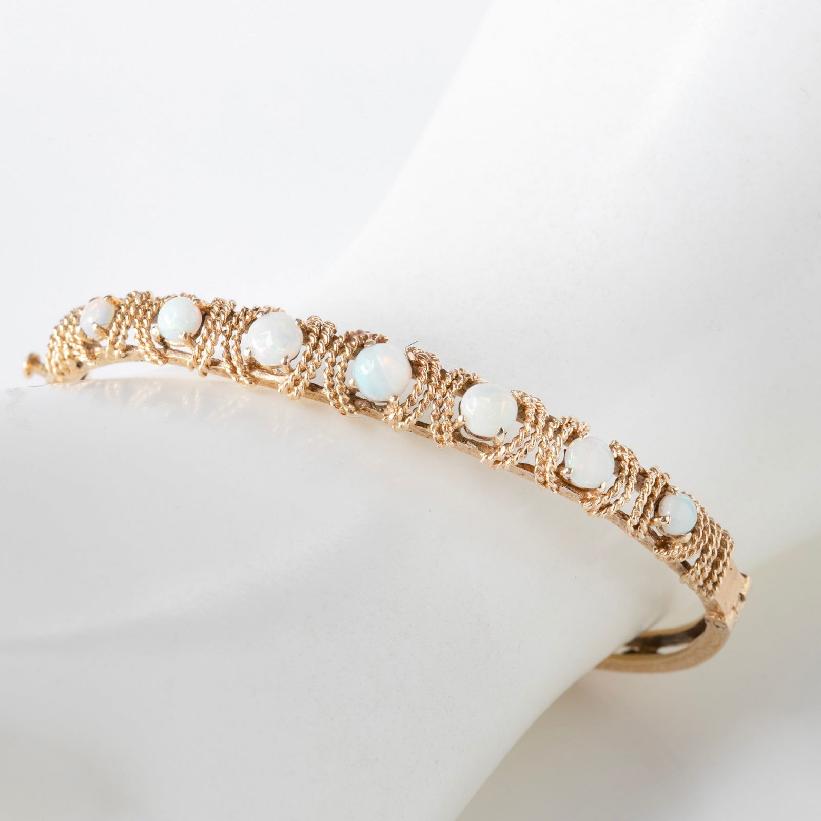 14K Filigree opal studded hinged bangle (1 of 3)