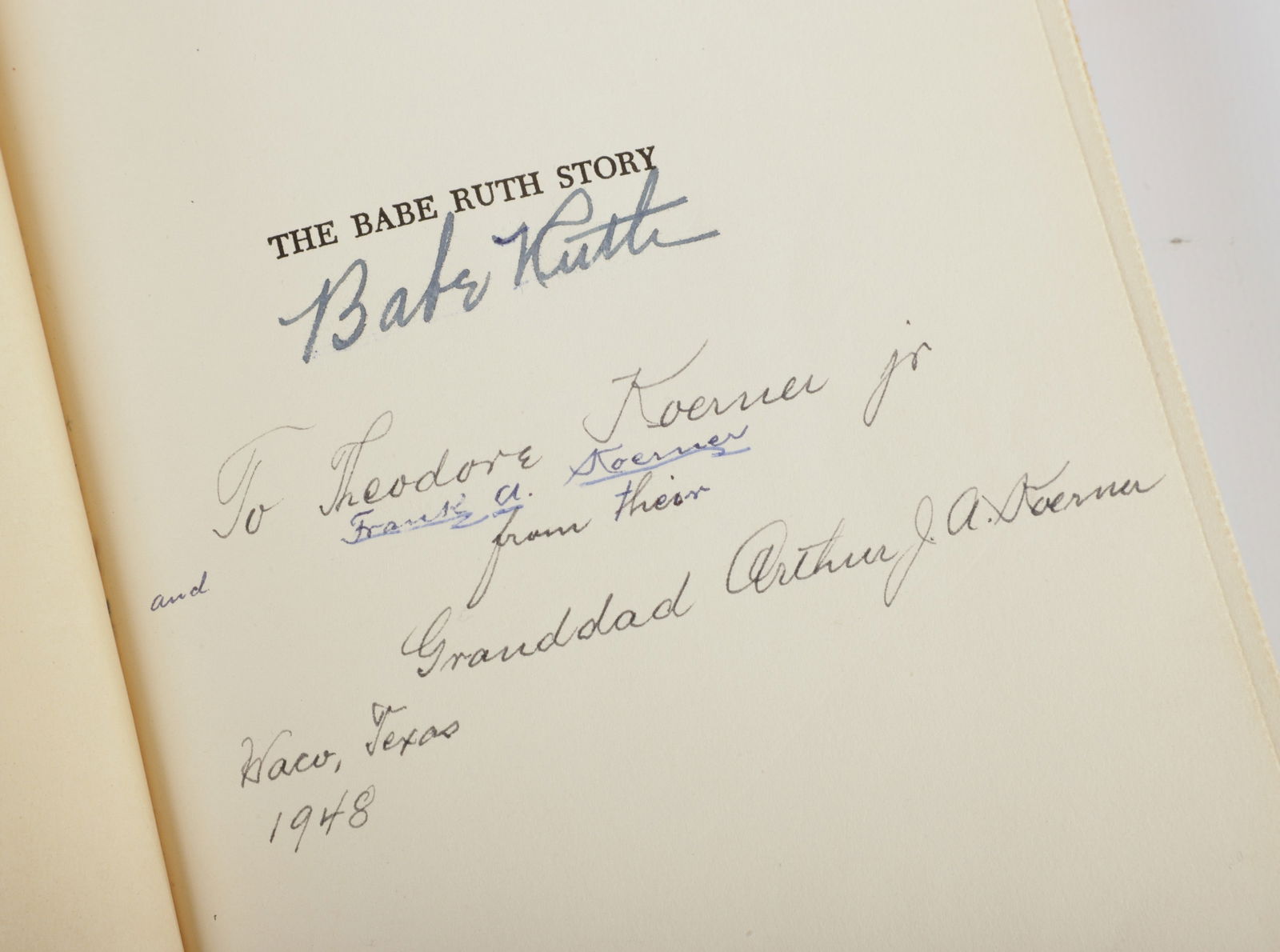 BABE RUTH SIGNED AUTOBIOGRAPHY, 1948 (1 of 5)