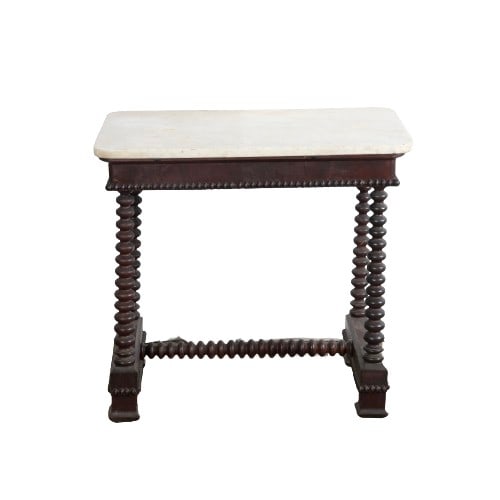 Marbletop carved mahogany console table (1 of 3)