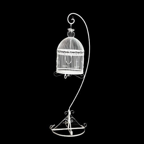 White painted birdcage with stand (1 of 4)