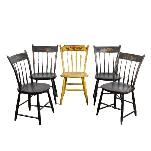 Lot of (5) plank seat side chairs (1 of 6)