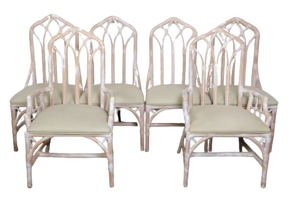 Lot of (6) wicker and rattan dining chairs (1 of 4)