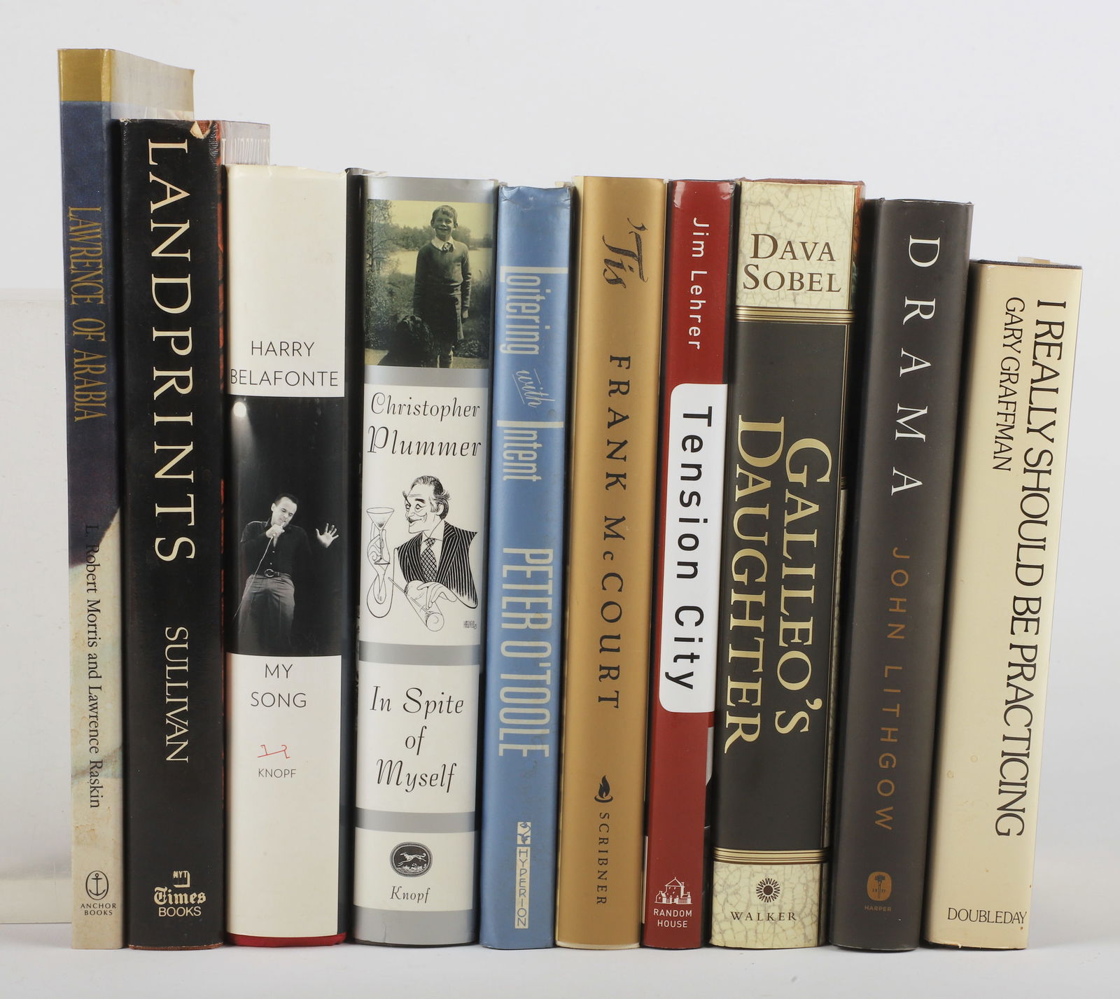 (10) works of nonfiction, all autographed: Ten works of nonfiction, all signed, c/o Lawrence of Arabia by L. Robert Morris and Lawrence Raskin, with a forward by Martin Scorsese (signed by Peter O'Toole, not the authors), Loitering with Intent