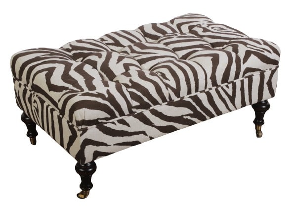Contemporary zebra upholstered tufted ottoman (1 of 4)