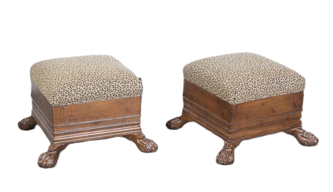 Pair Empire style upholstered footstools (1 of 4)