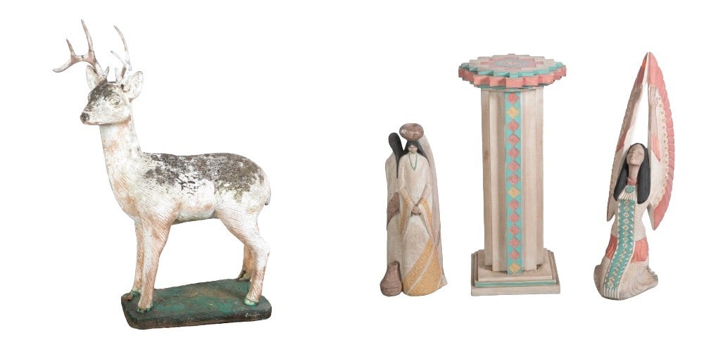 Austin Productions Pedestal and (2) Figures & Concrete, cement, and metal garden deer (1 of 7)