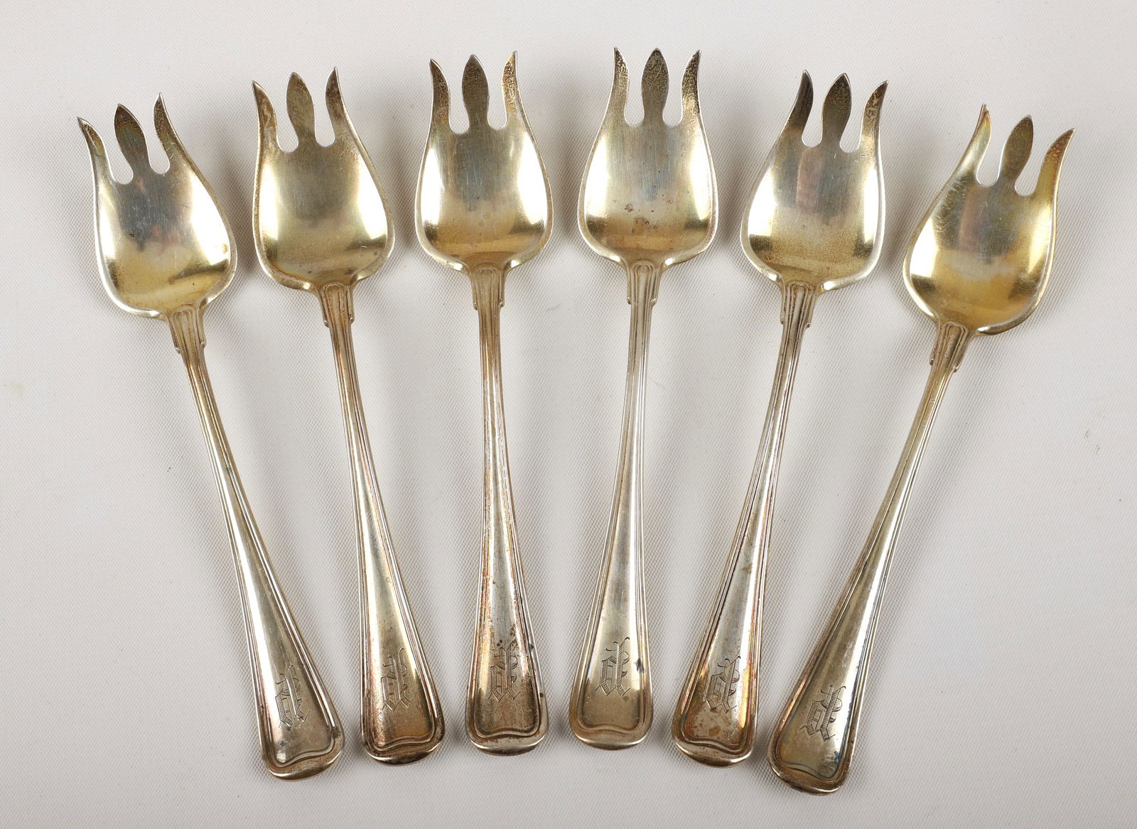 (6) Gorham sterling Old French ice cream forks (1 of 5)