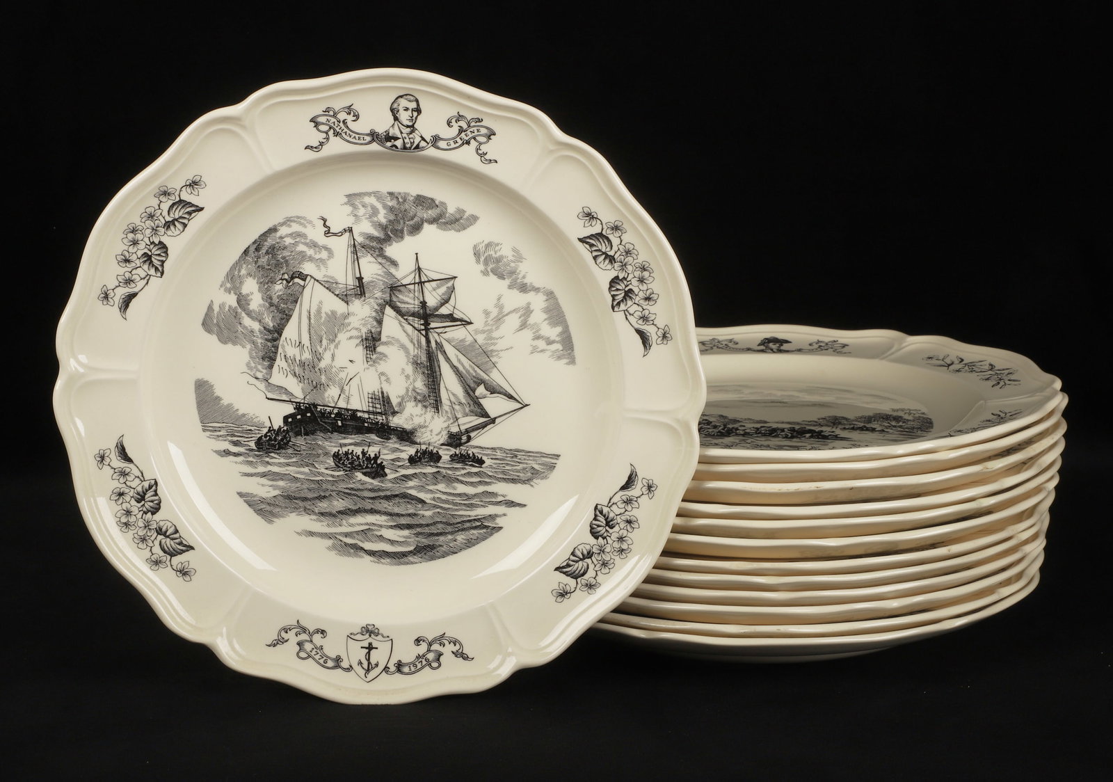 (13) Wedgwood Bicentennial plates: (13) Wedgwood Bicentennial plates, Commemorating the 200th Anniversary of the United States of America 1776-1976, 9-1/4" dia