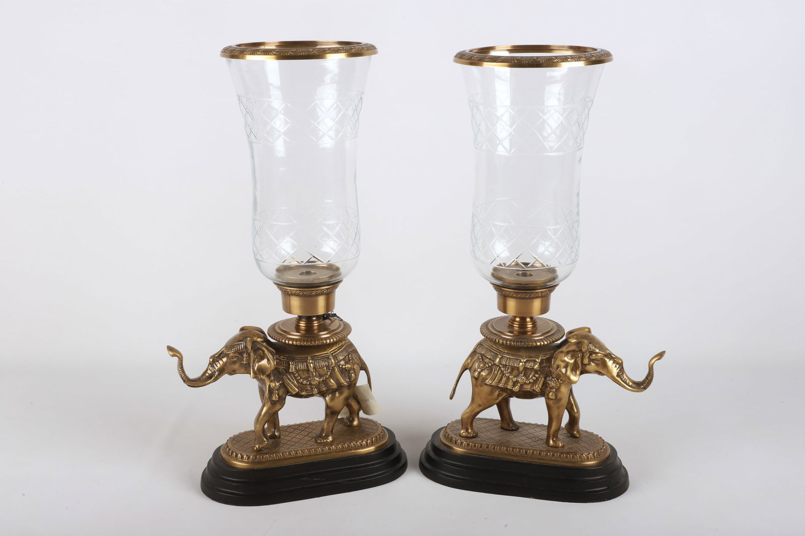Pair of Eichholtz elephant hurricane candle lamps (1 of 6)