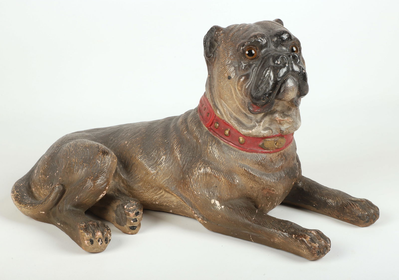 Austrian Pottery Figure of a Recumbent Pug (1 of 4)
