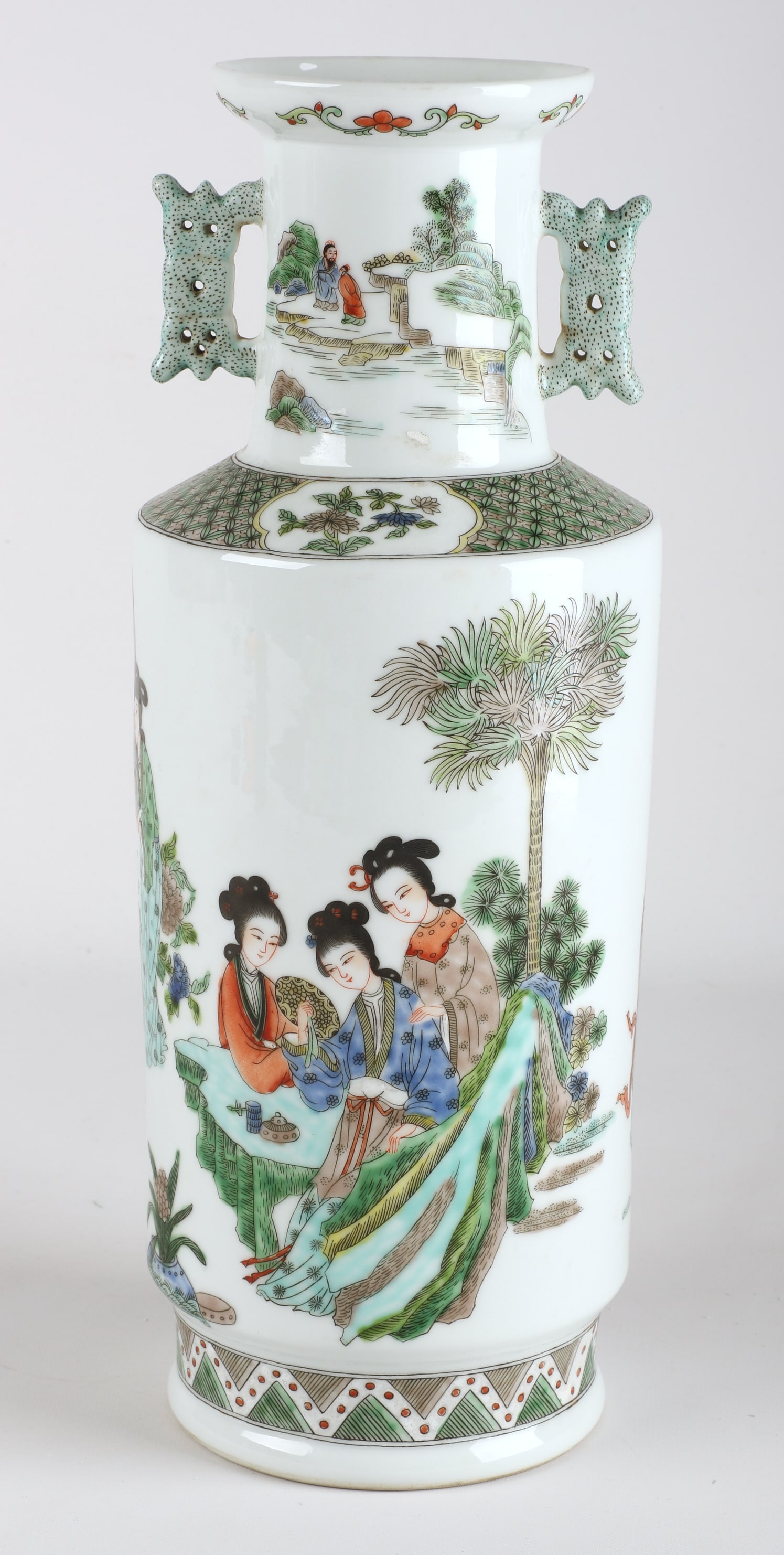 Large Chinese porcelain double handled vase (1 of 9)