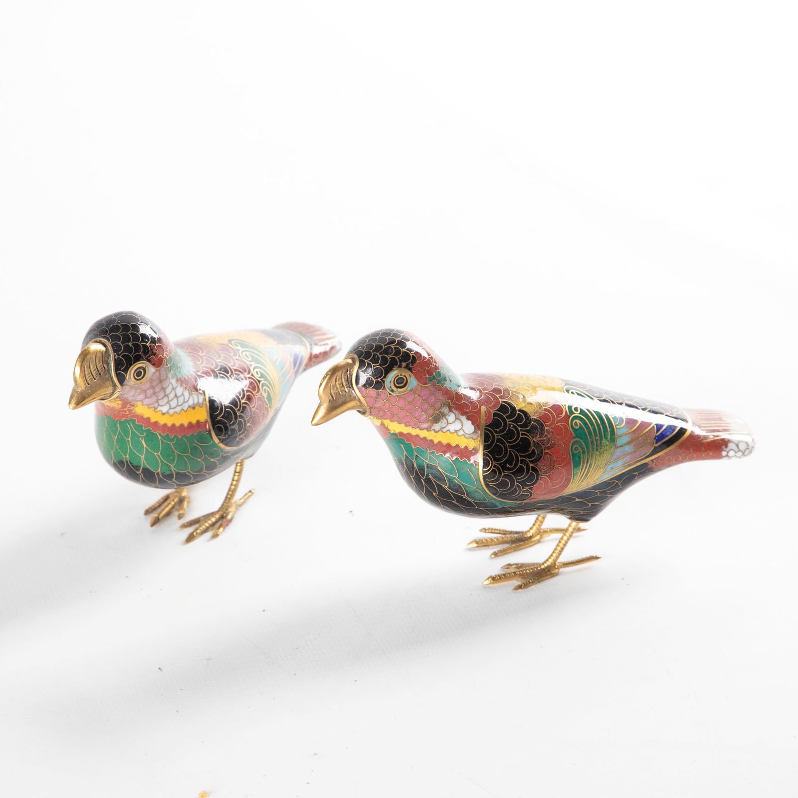 Pair of Chinese cloisonne bird figures (1 of 4)