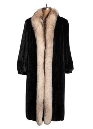 Full Length Chocolate Mink and Fox Fur Coat (1 of 2)
