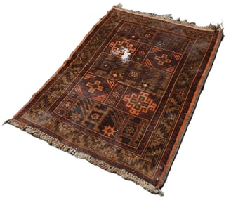 2'8" x 3'9" Afghan Rug, 2'2" x 3'4" Modern Turkish Kilim Mat, 3'7" x 5'10" 20th Century Persian