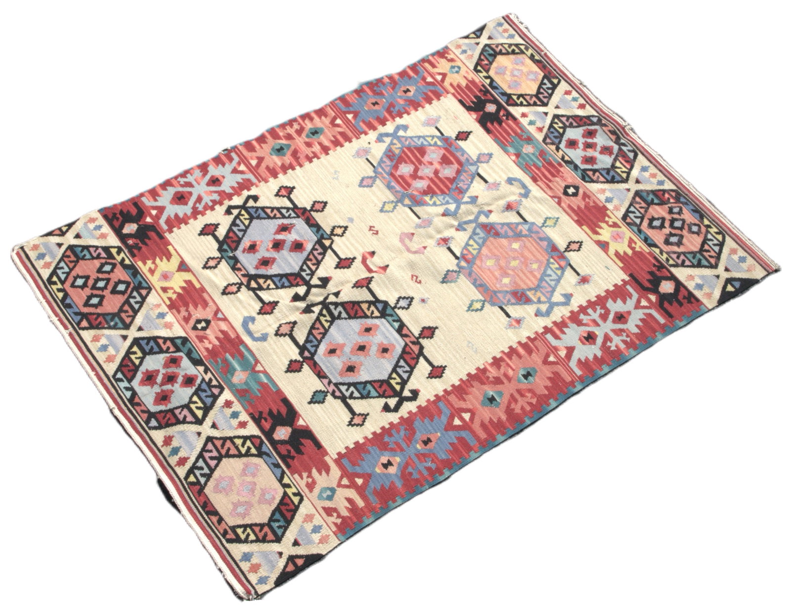 4' x 5'9" Modern Turkish Kilim: 4' x 5'9" Modern Turkish Kilim