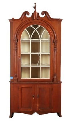 Cherry and softwood Sheraton style corner cabinet (1 of 8)