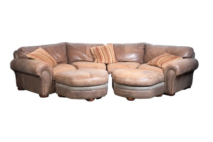 (4) Piece leather theater seating set