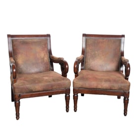 Pair of ultrasuede occasional armchairs