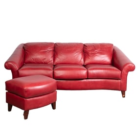 Elite leather sofa and ottoman