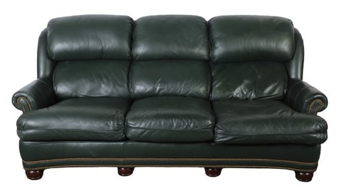Hancock & Moore green leather sofa