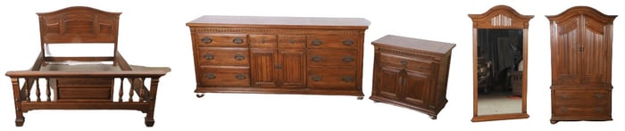 (5) Piece Ethan Allen oak bedroom suite