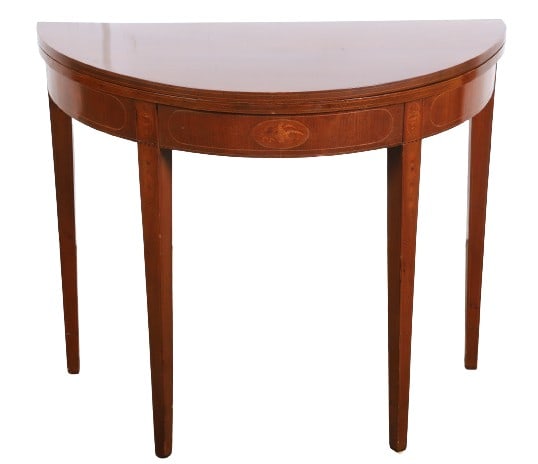 Mahogany demi-lune console to games table (1 of 13)