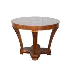 Burled walnut veneered 2-tier center table