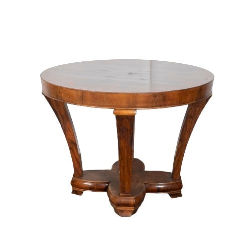 Burled walnut veneered 2-tier center table (1 of 3)