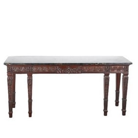 Marble top mahogany sideboard