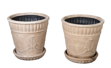 Pair of large composite urn planters
