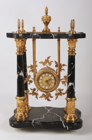 Neoclassical Style Gilt Metal Marble Mantel Clock