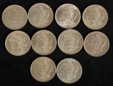 (10) 1921 Morgan Silver Dollars