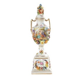 Dresden porcelain covered urn
