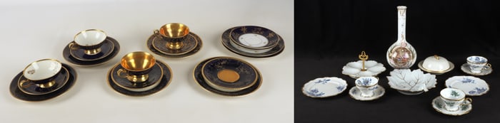 Cobalt, Cream and Gilt Decorated Porcelain Group