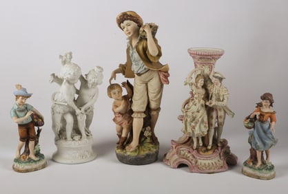 (5) Bisque Porcelain Figures and Figure Groups