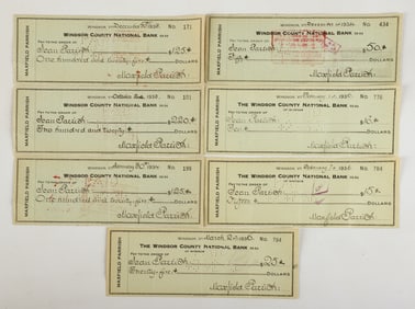 (7) Maxfield Parrish Signed Checks, 1933-1936