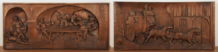 (2) Heinrich Zunterer wood carved plaques