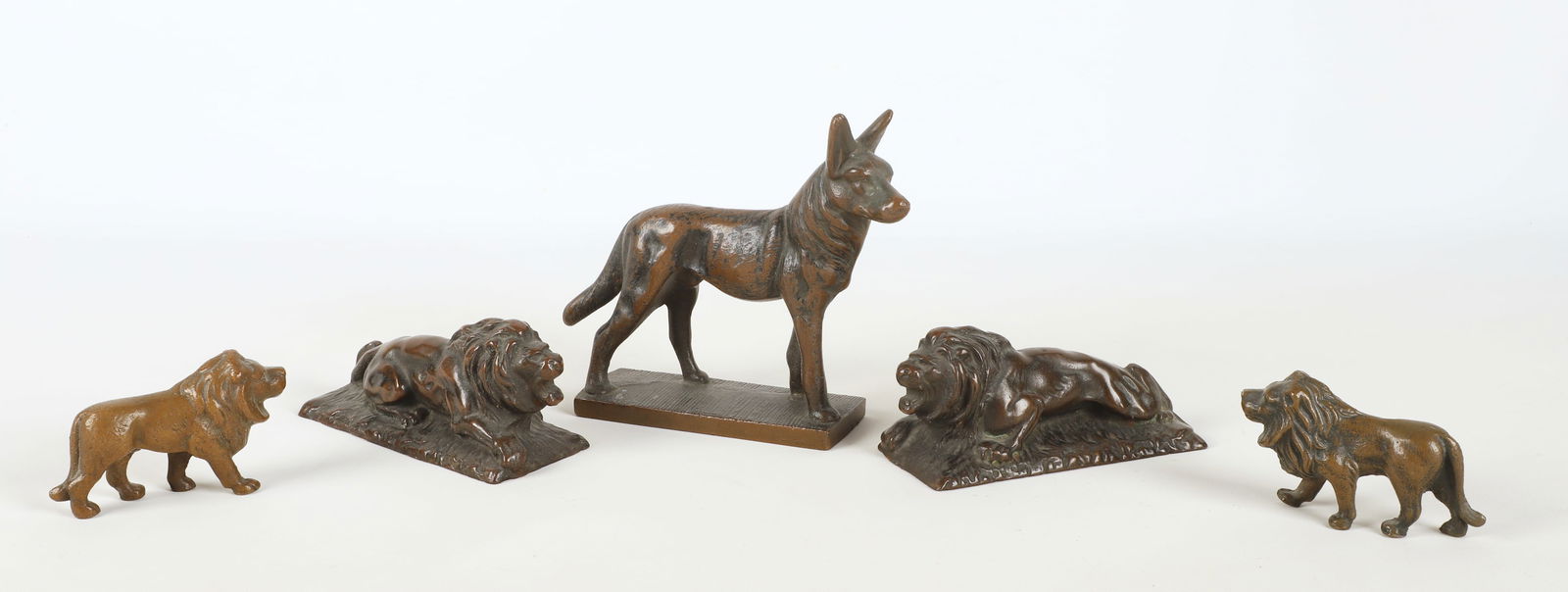 (5) Patinated Metal Dog and Lion Figures (1 of 4)