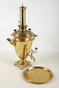 Russian Brass Samovar with Undertray and Chimney