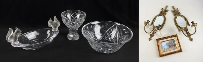 Mirrored Sconces, Glass Decor and Enameled Copper