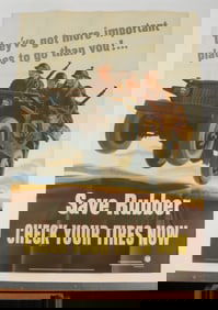 WWII Poster "Save Rubber, Check Your Tires Now"